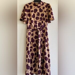 NWOT Floral Print Satin Dress with Belt